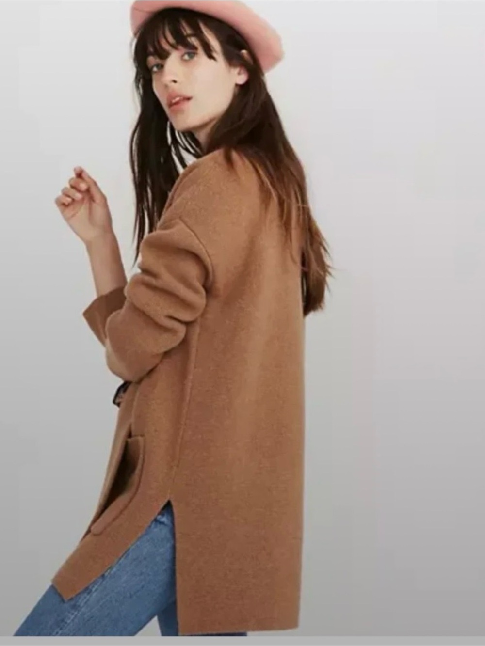 Madewell Spencer sweater coat camel xxs parisian chic old money minimalist boho